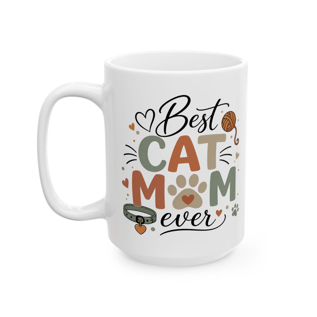 Best Cat Mom Pet Lover Gift Ceramic Mug 15 oz