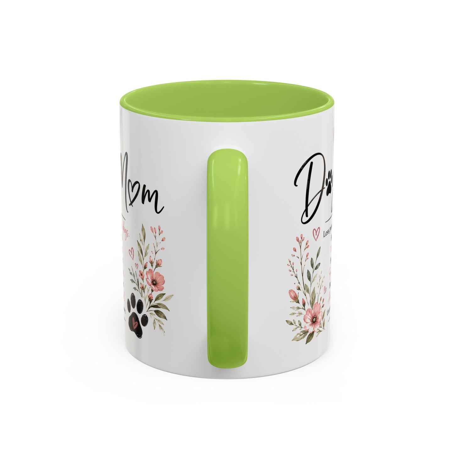 Dog Mom Floral Accent Coffee Mug — "Dog Mom" Paw Print Gift (11/15oz)