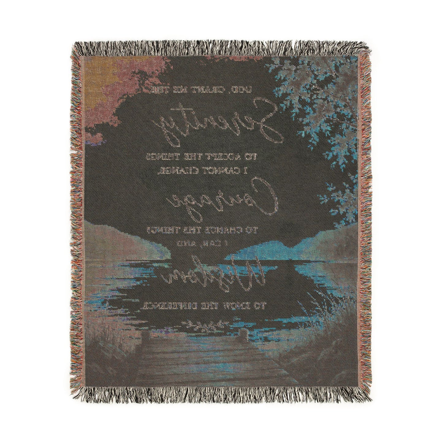 Woven Blanket - Serendipity Sunrise Inspirational Throw Serenity Prayer 50x60