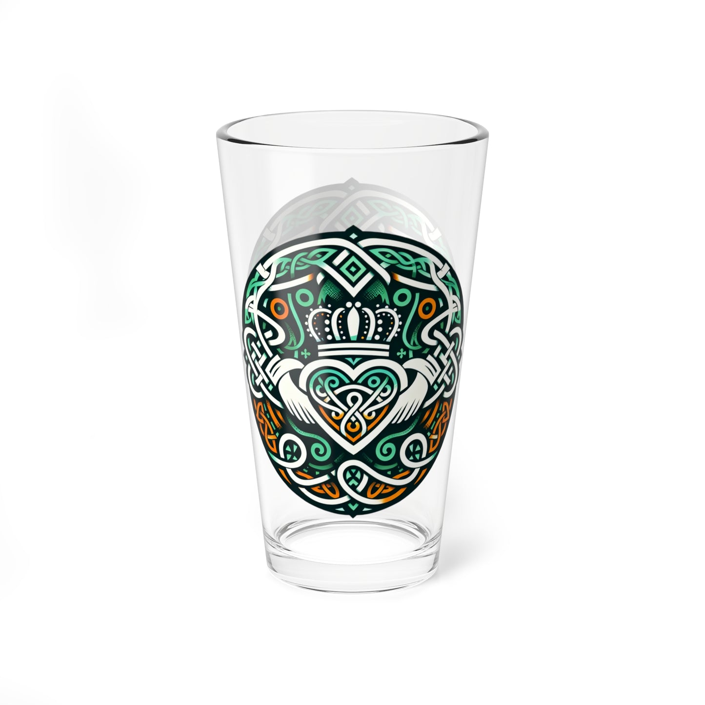 Celtic Crown Mixing Glass — 16oz Irish Knot Pint Glass