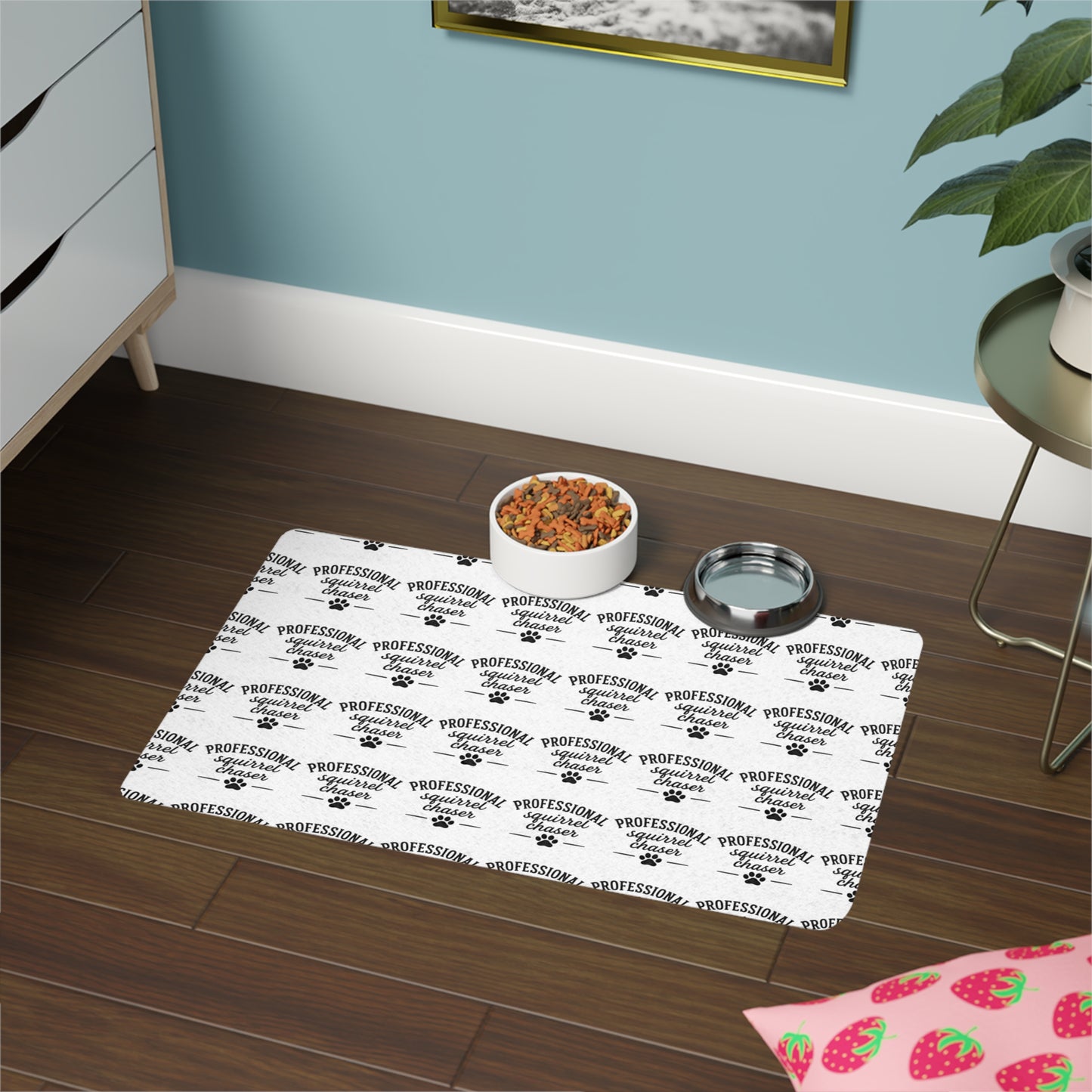 Professional Squirrel Chaser DOG Pet Food Mat (12x18)