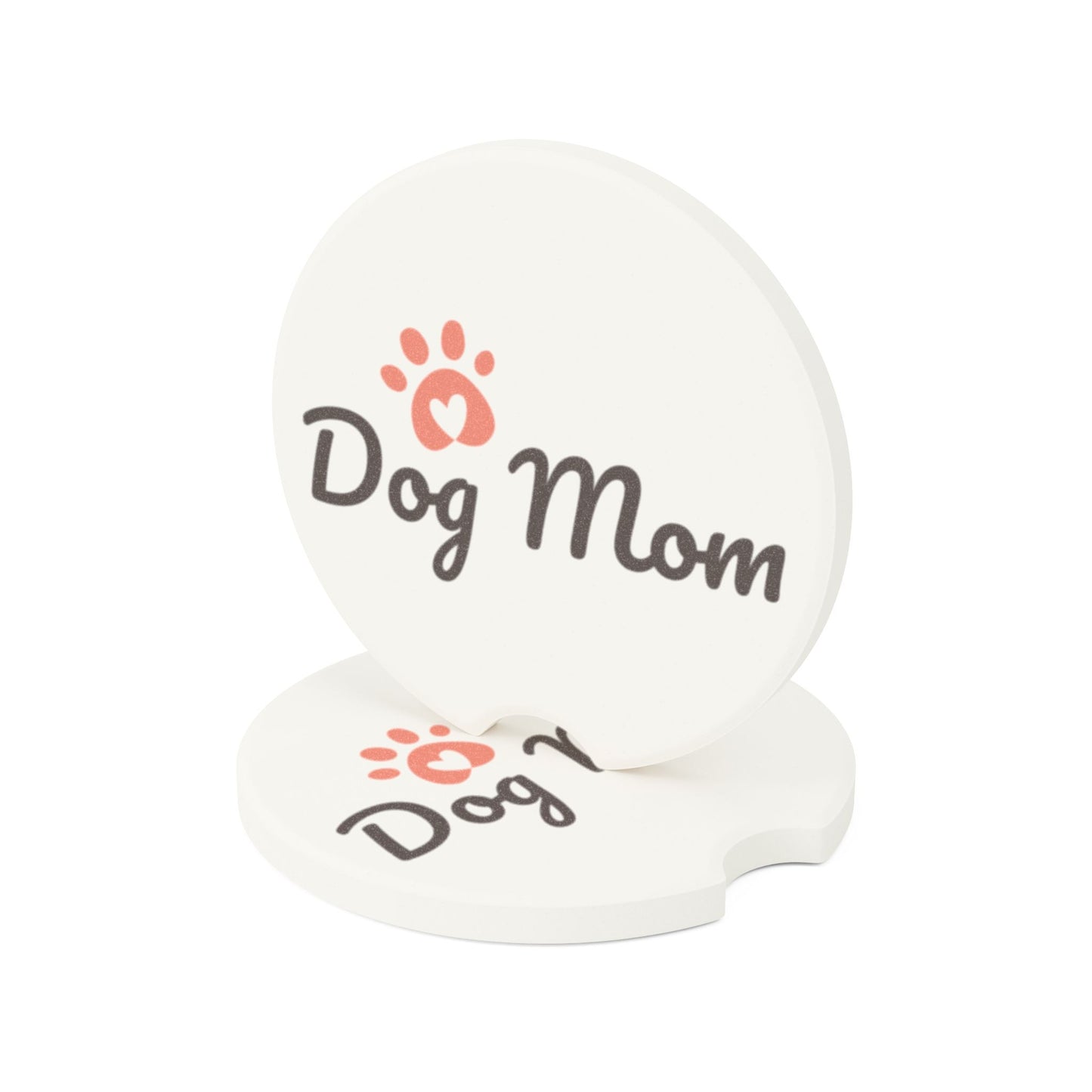 Dog Mom Soapstone Car Coaster — Paw Print Car Drink Holder Protector