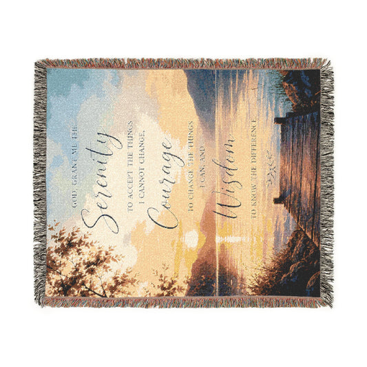 Woven Blanket - Serendipity Sunrise Inspirational Throw Serenity Prayer 50x60