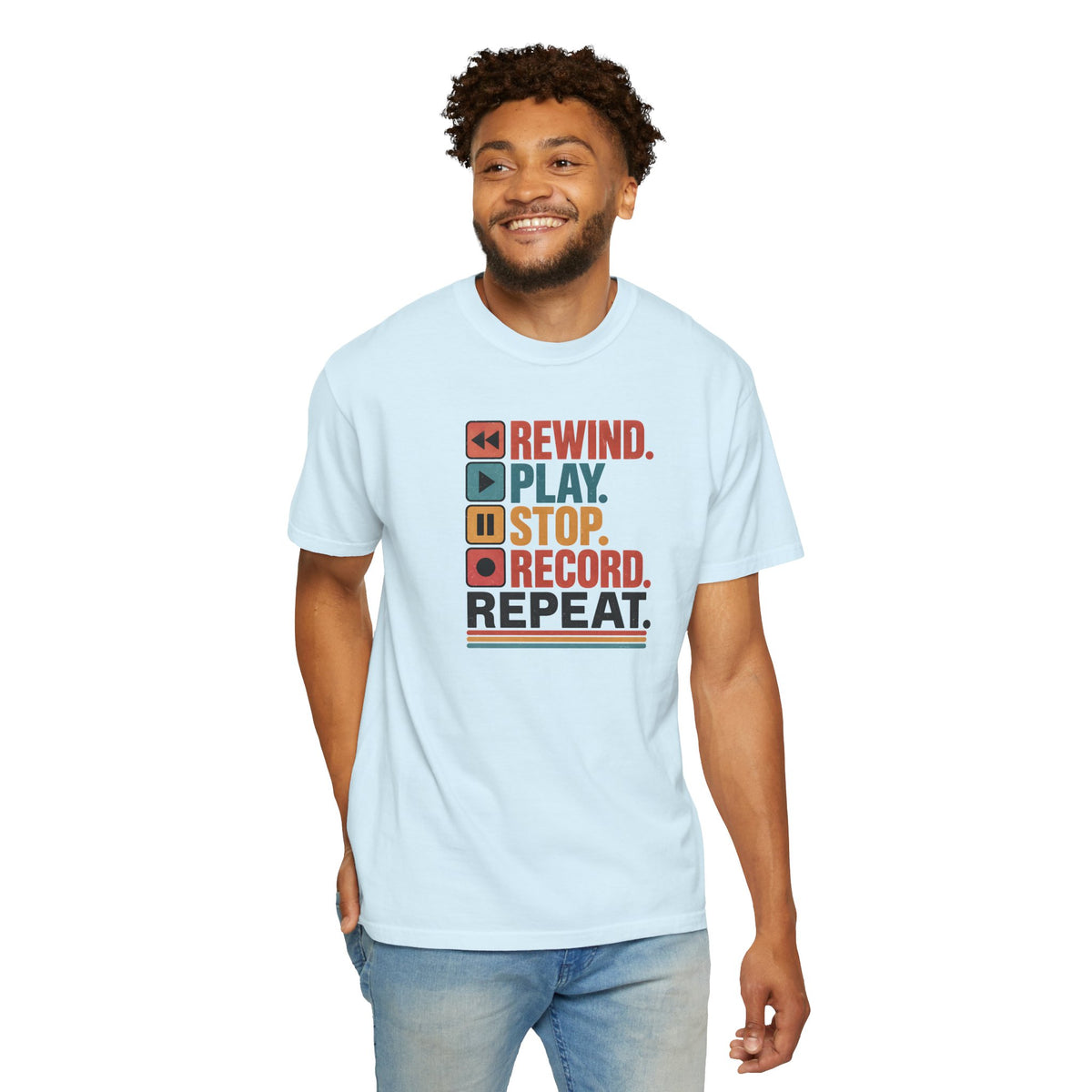 Rewind Play Stop Record Repeat Graphic Retro T-Shirt
