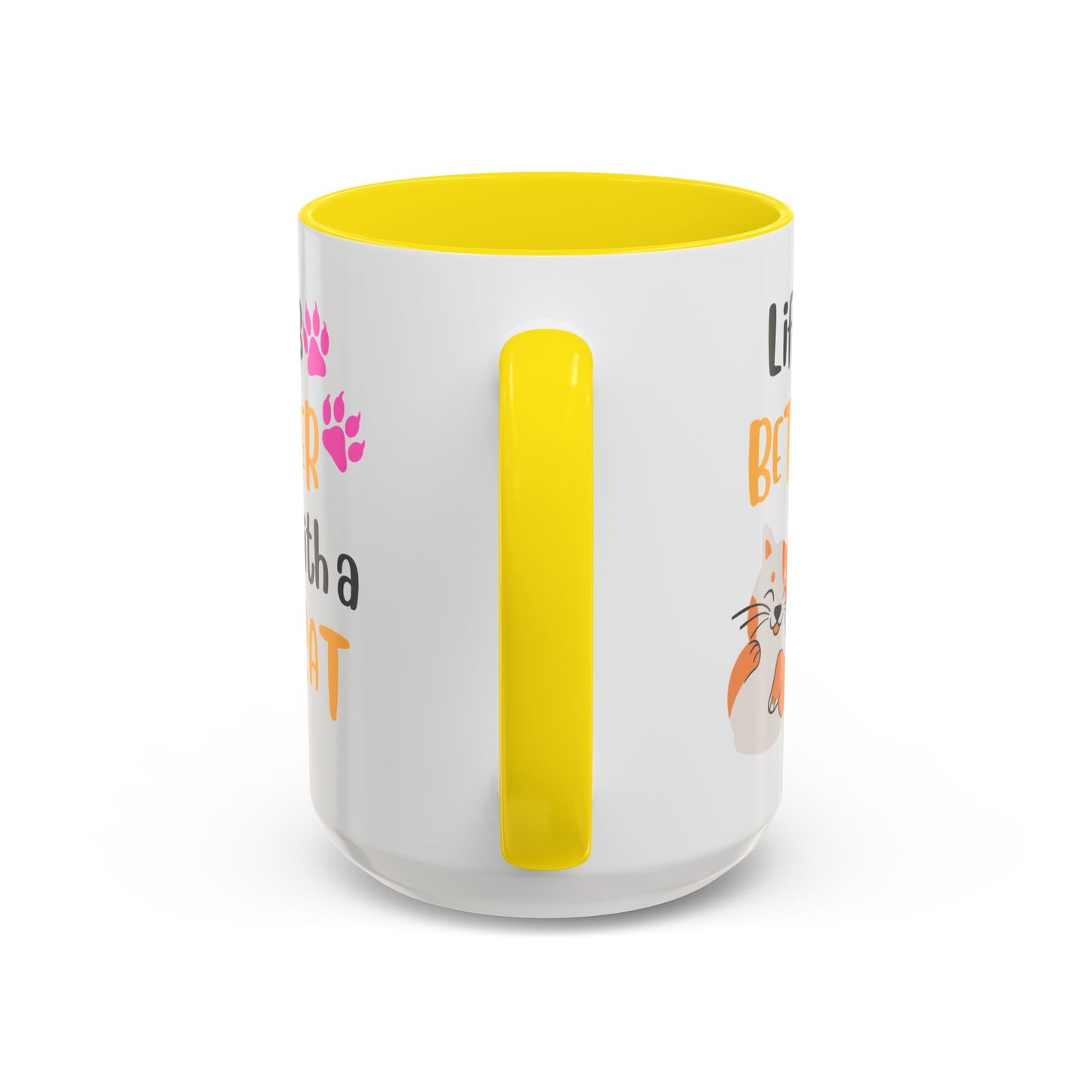Cat Lover Coffee Mug — "Life Is Better With a Cat" Accent Ceramic Mug (15oz)