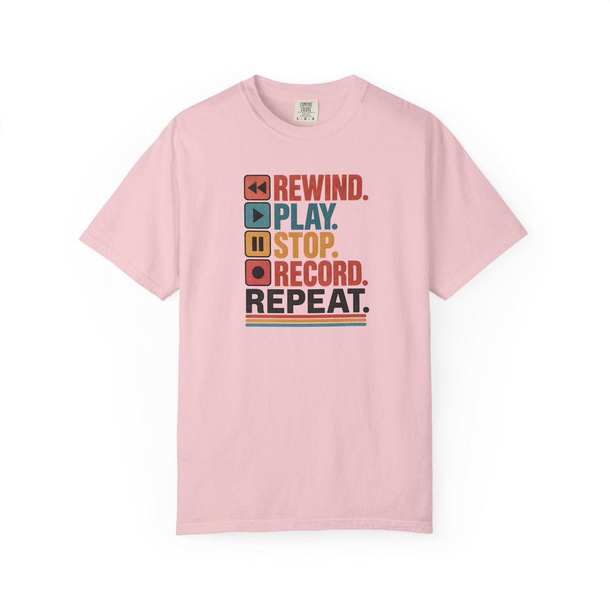 Rewind Play Stop Record Repeat Graphic Retro T-Shirt