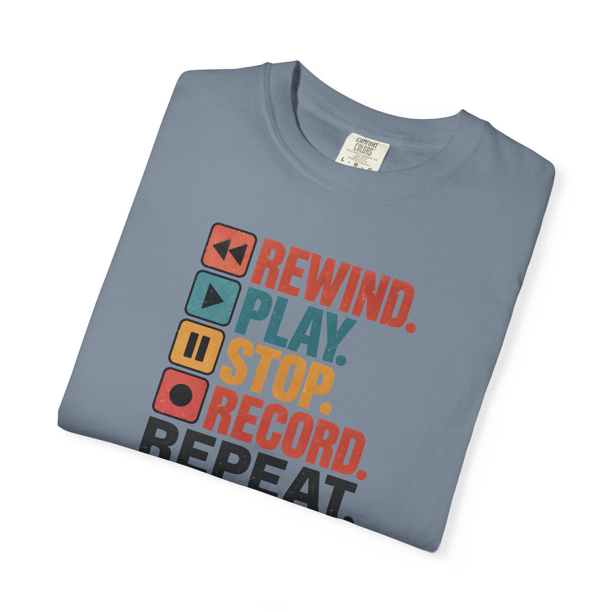 Rewind Play Stop Record Repeat Graphic Retro T-Shirt