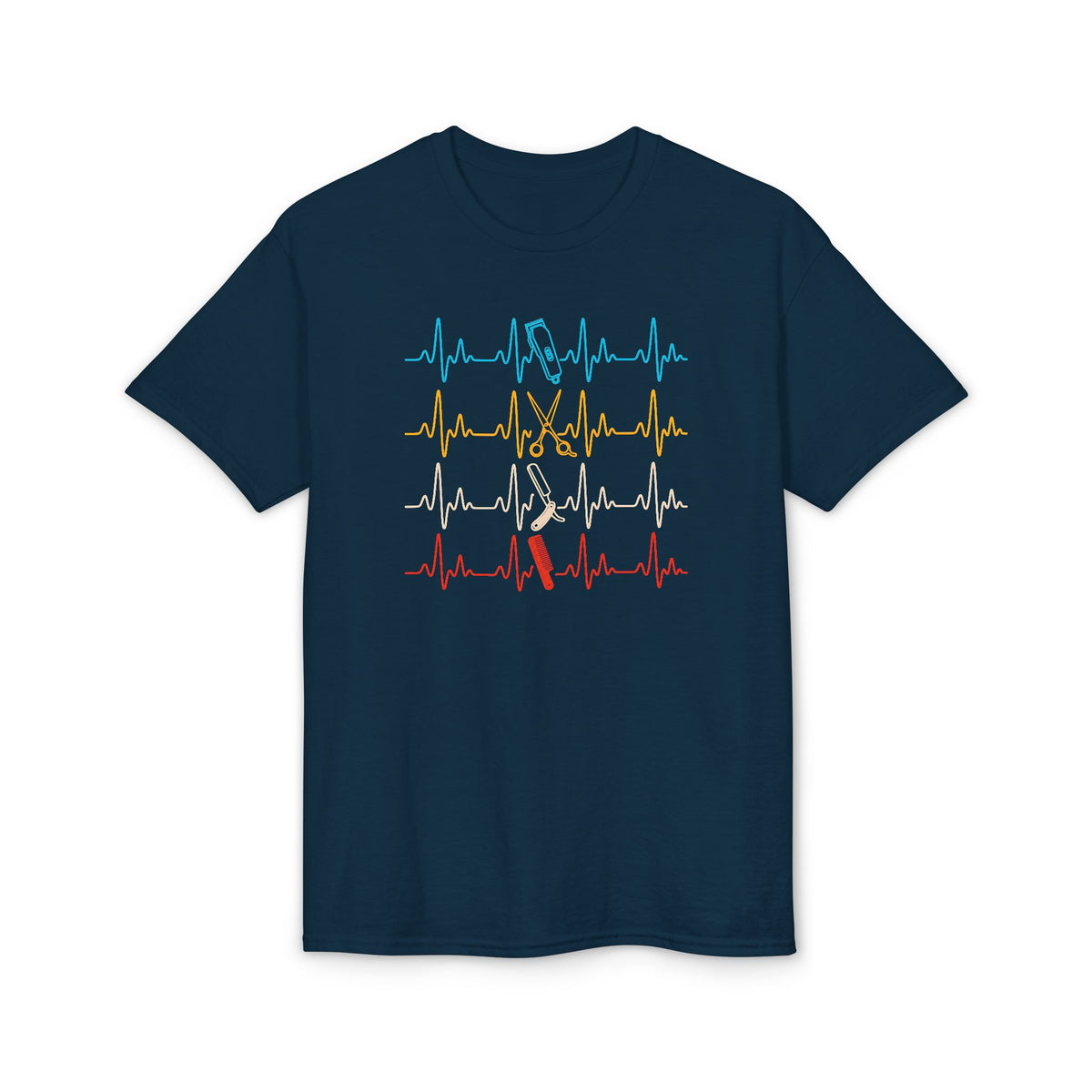 Colorful Heartbeat Barber Stylist Tools Scissors fun Tee T-Shirt