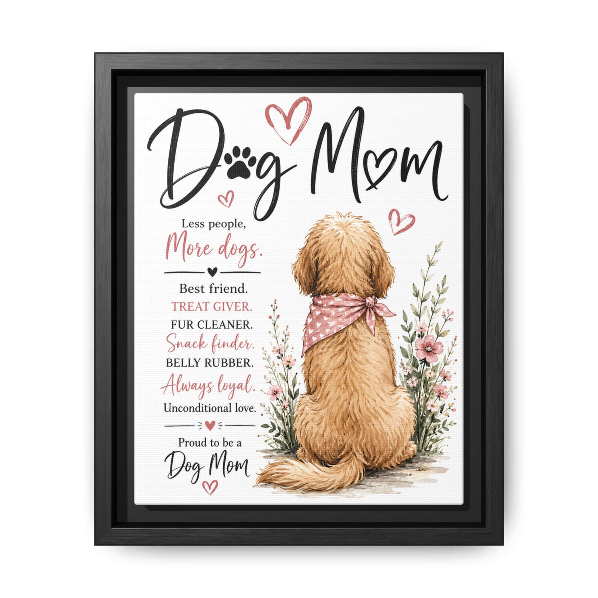 Dog Mom Matte Canvas Picture Choice of Size Frame Color