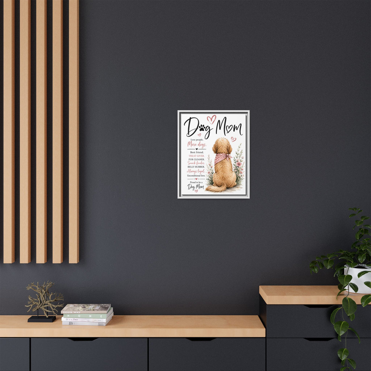 Dog Mom Matte Canvas Picture Choice of Size Frame Color
