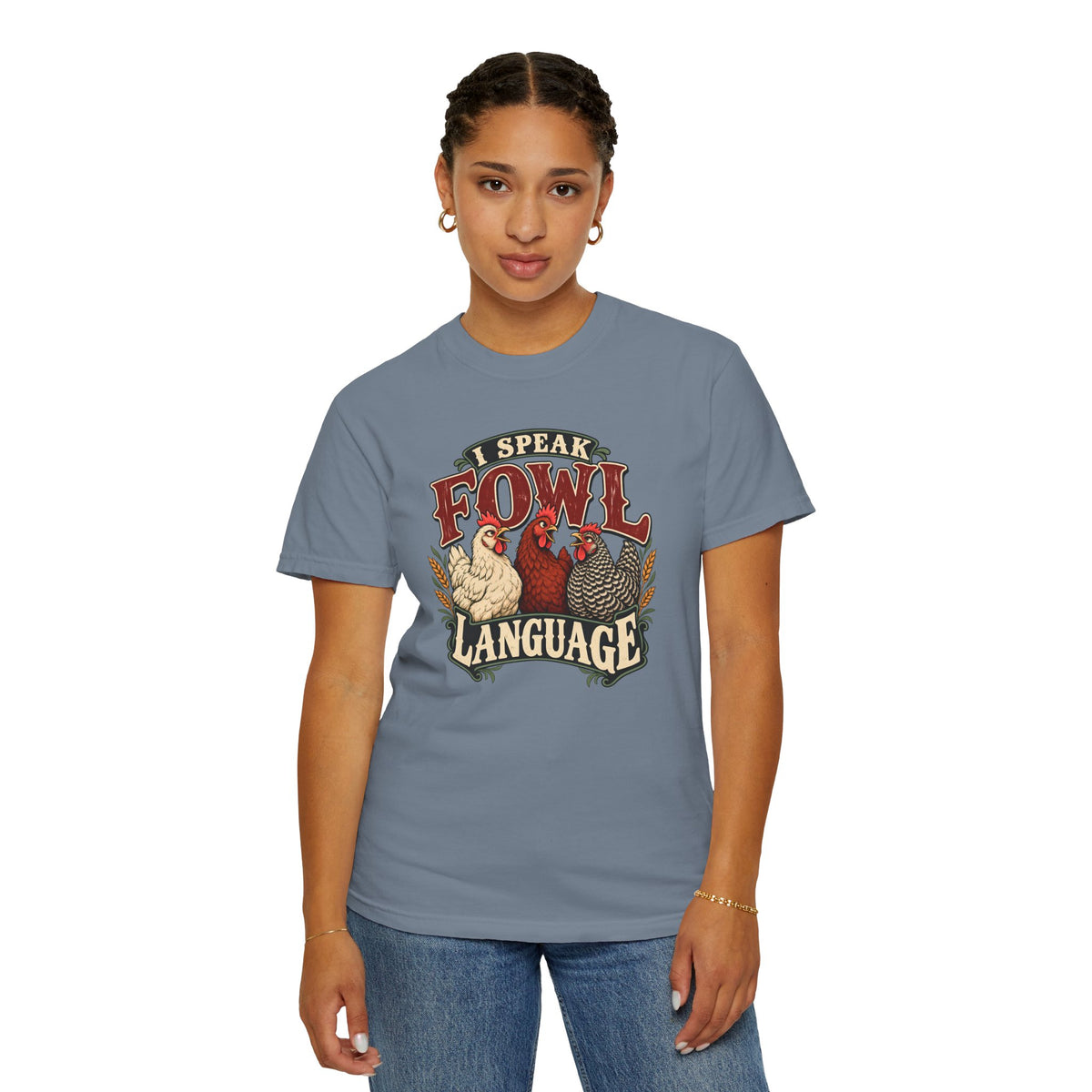 I Speak Fowl Language Graphic T-Shirt Short Sleeve Shirt