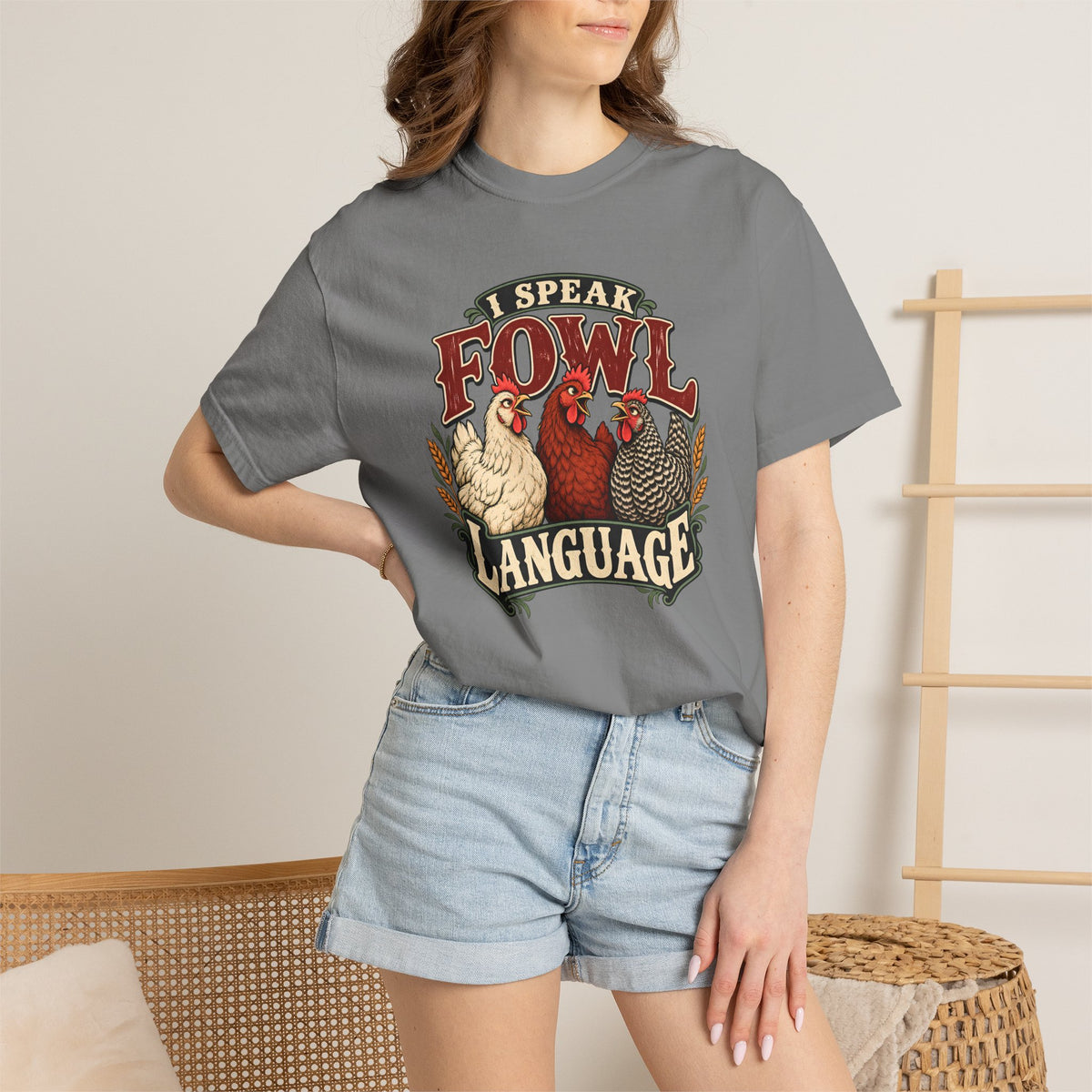 I Speak Fowl Language Graphic T-Shirt Short Sleeve Shirt