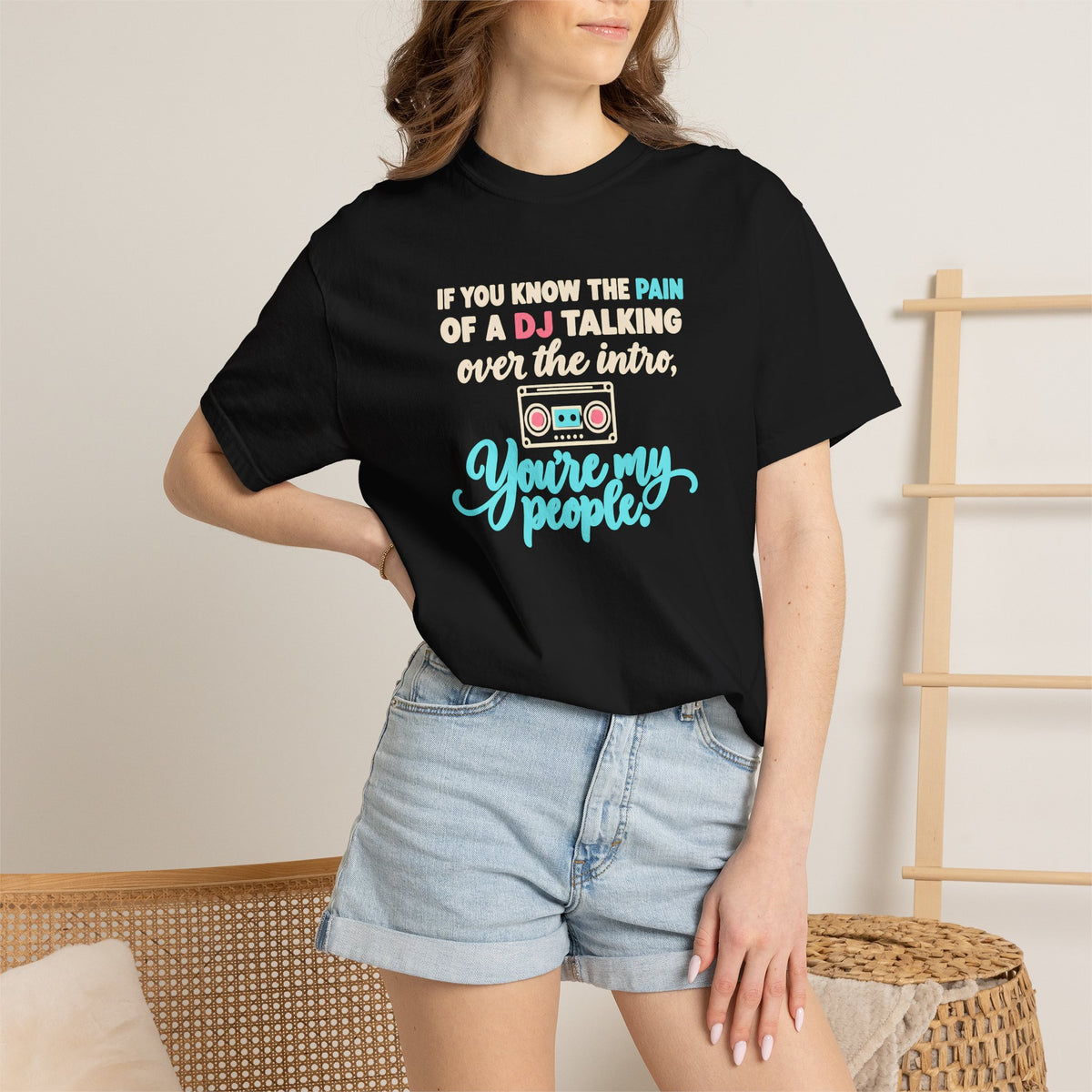 Unisex Garment-Dyed T-shirt retro mixed tape DJ