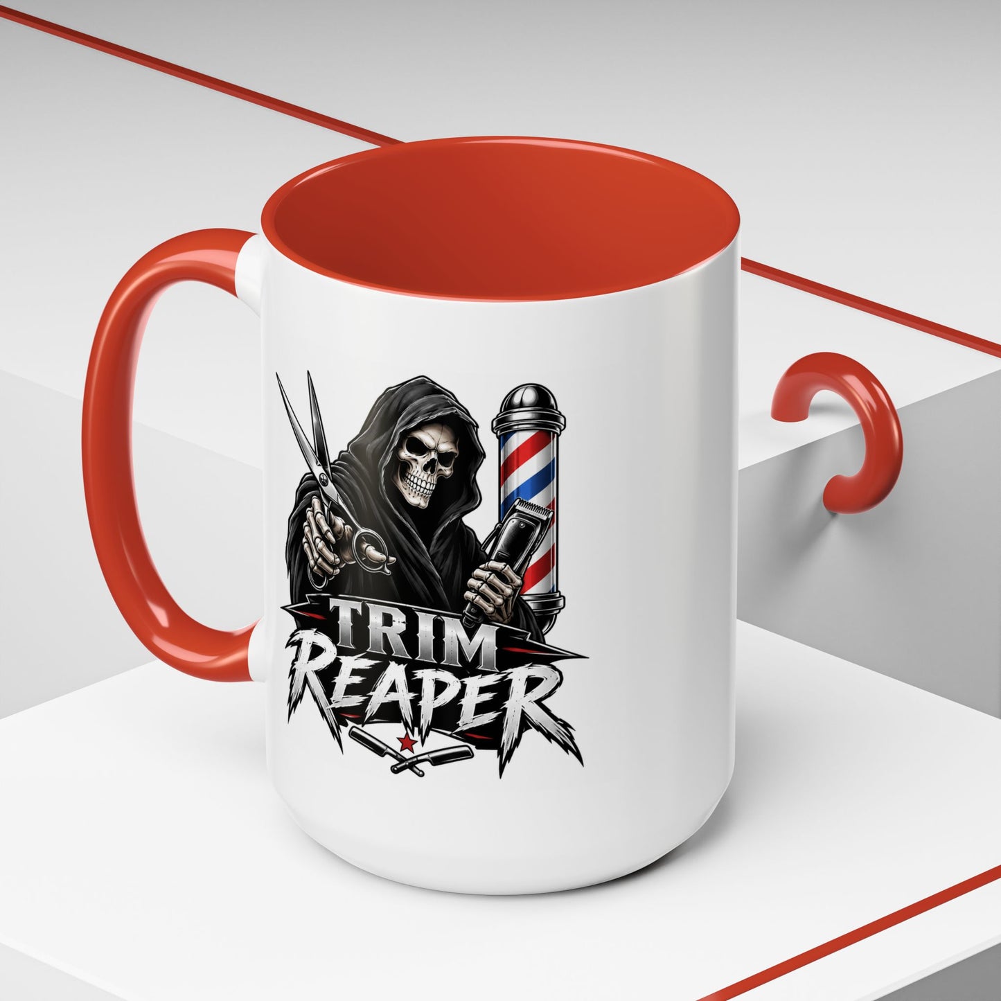 Barber 'Trim Reaper' Accent Coffee Mug – 11/15oz Gift for Barbers & Stylists