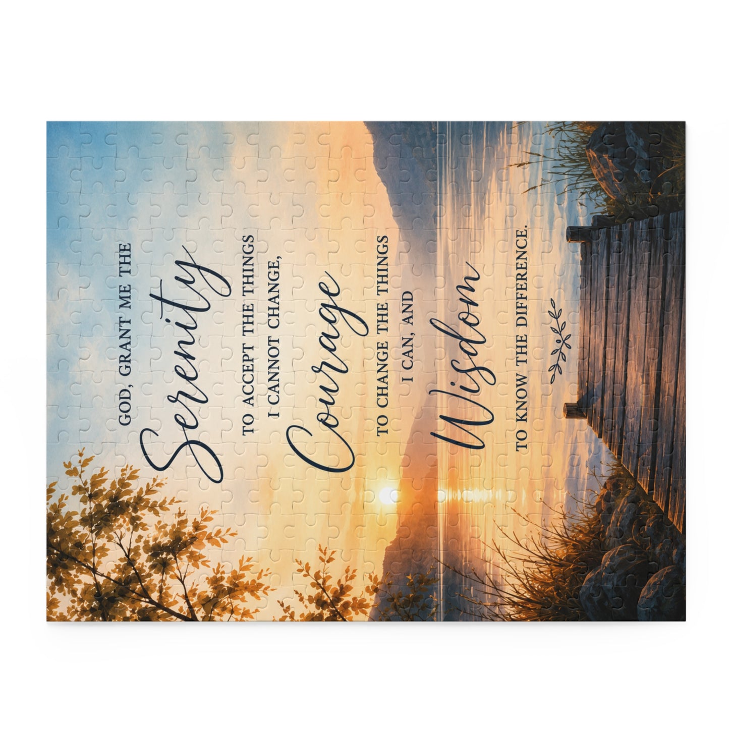 Serenity Prayer Sunset Puzzle — Inspirational 120/252/500-Piece Jigsaw