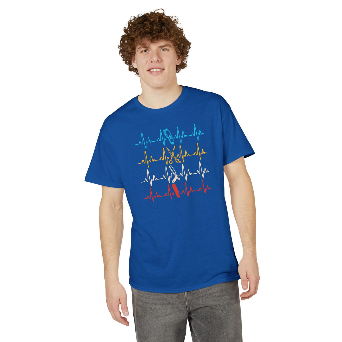 Colorful Heartbeat Barber Stylist Tools Scissors fun Tee T-Shirt