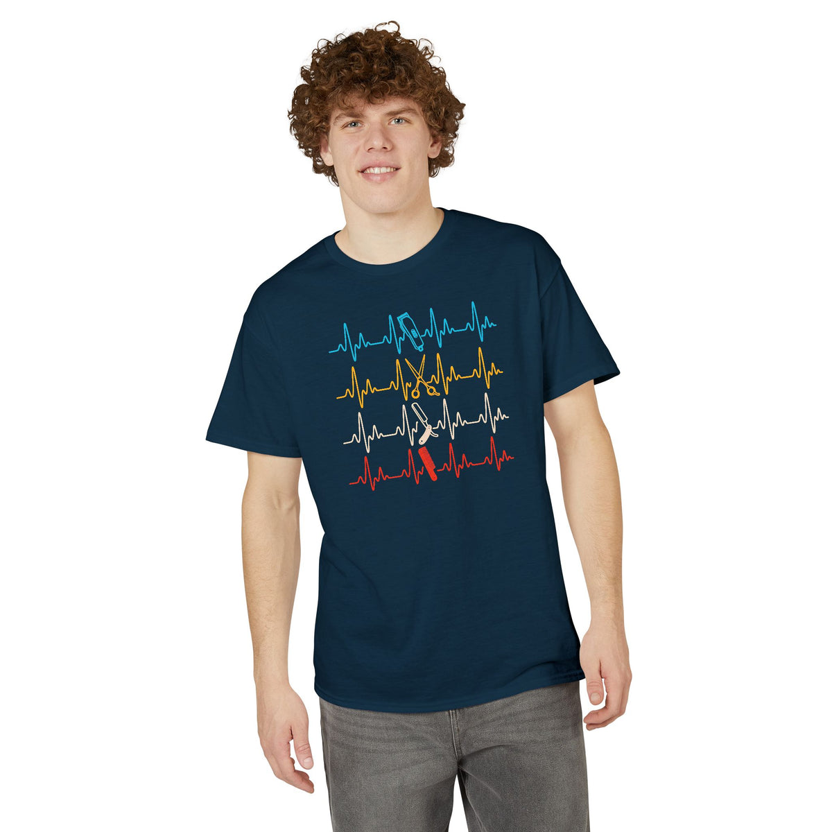 Colorful Heartbeat Barber Stylist Tools Scissors fun Tee T-Shirt