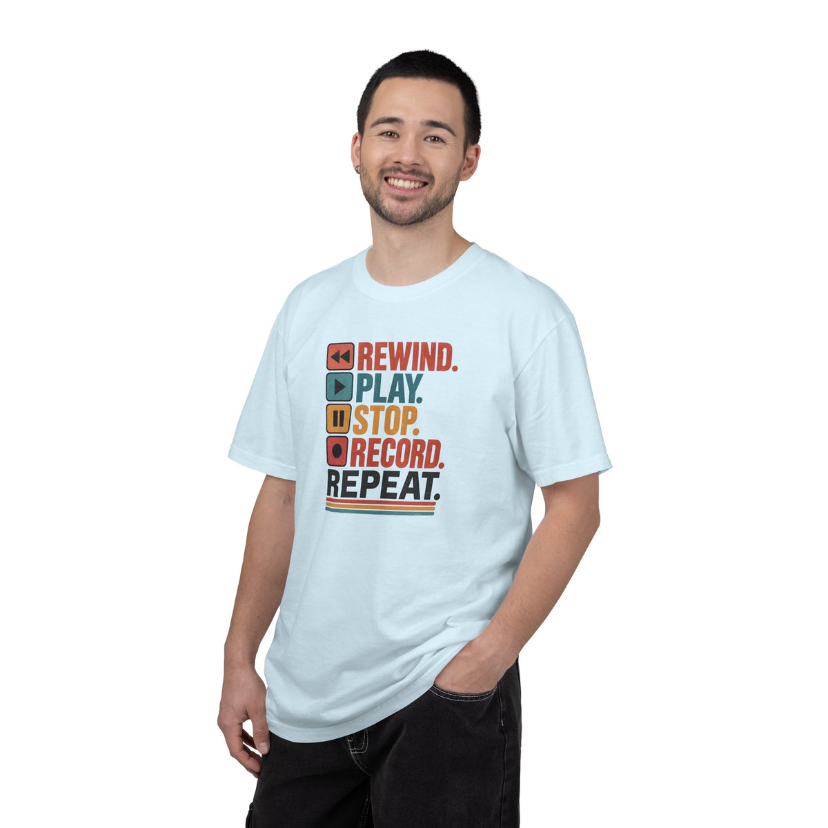 Rewind Play Stop Record Repeat Graphic Retro T-Shirt