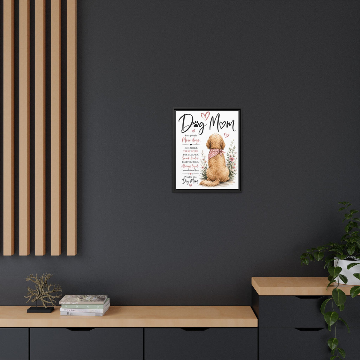 Dog Mom Matte Canvas Picture Choice of Size Frame Color