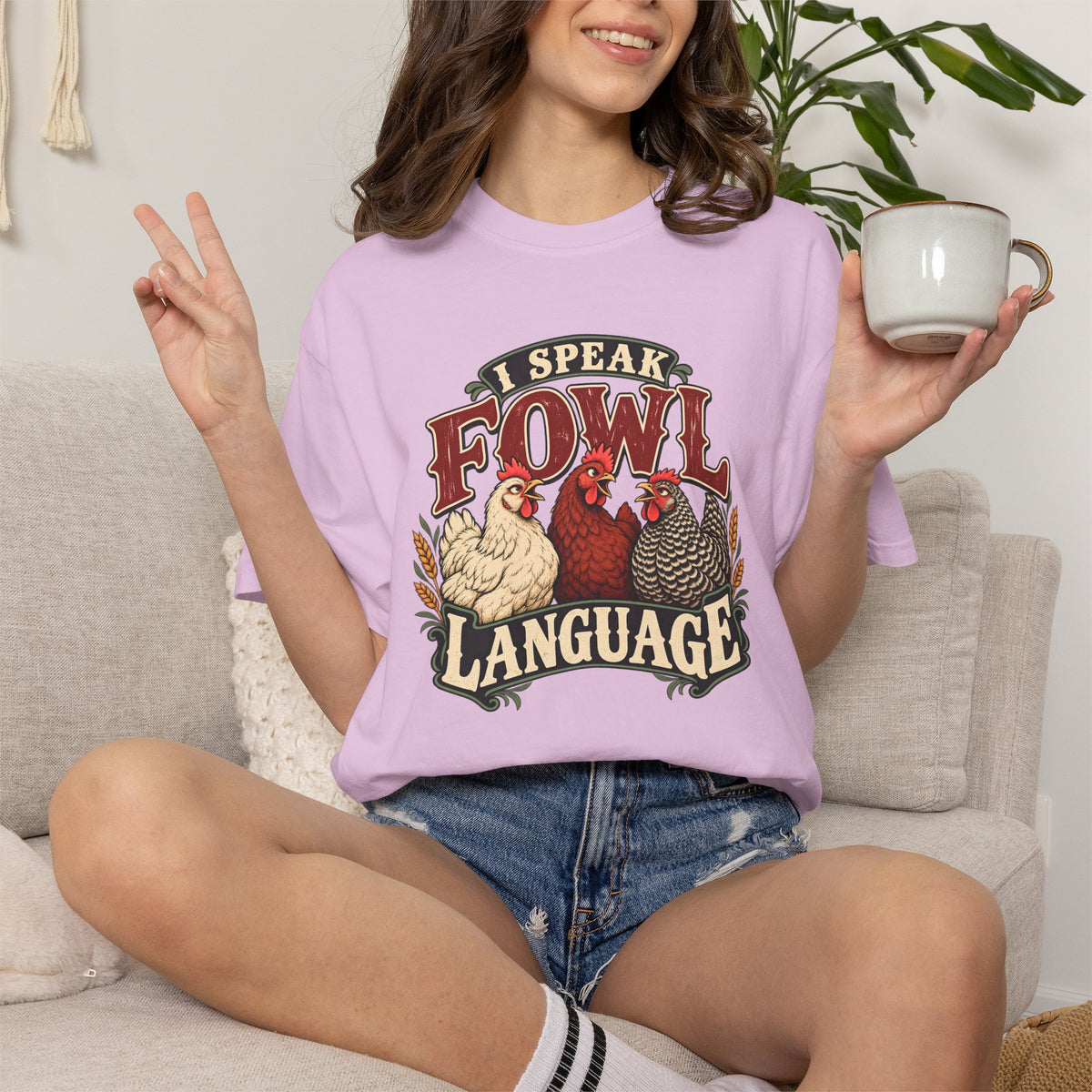 I Speak Fowl Language Graphic T-Shirt Short Sleeve Shirt