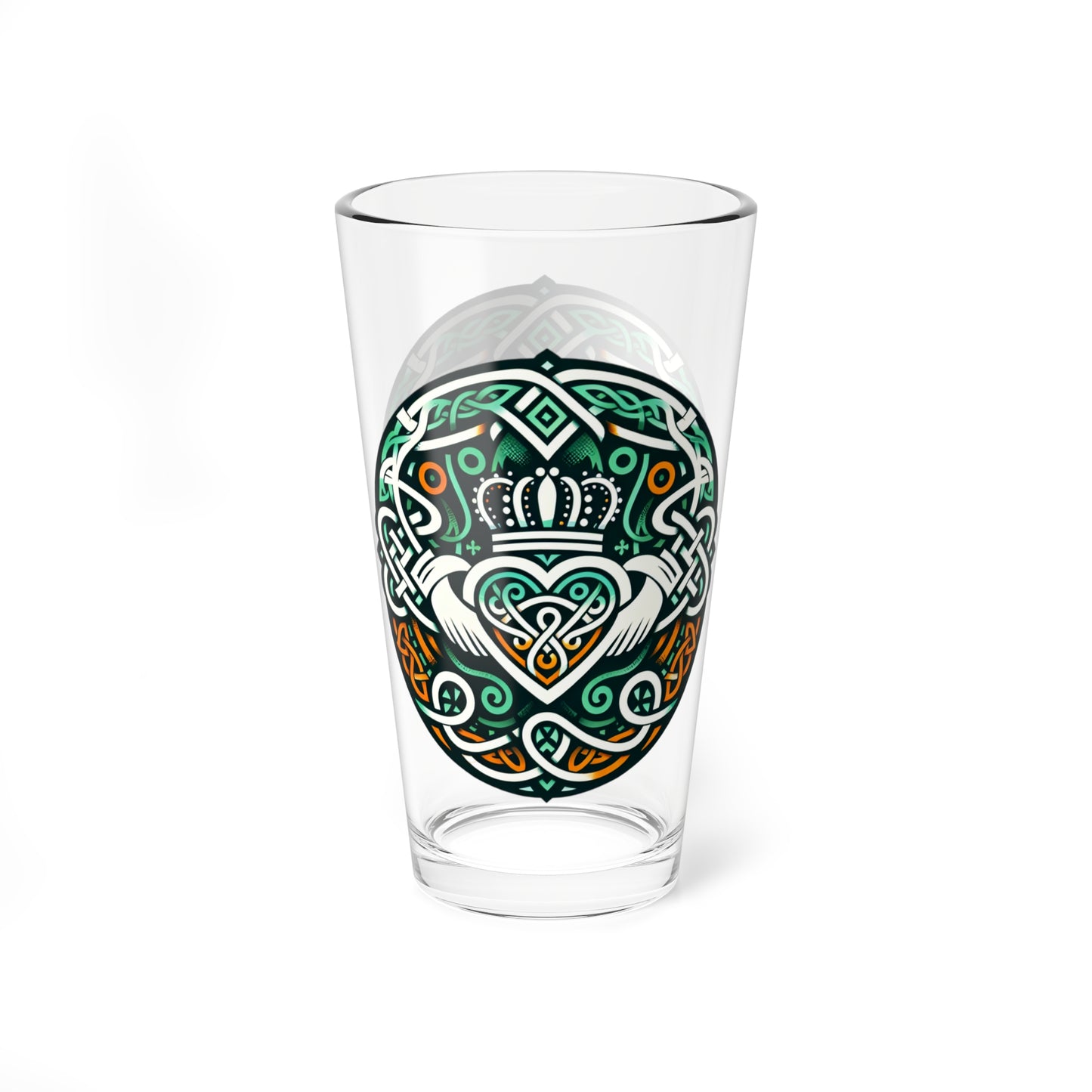 Celtic Crown Mixing Glass — 16oz Irish Knot Pint Glass