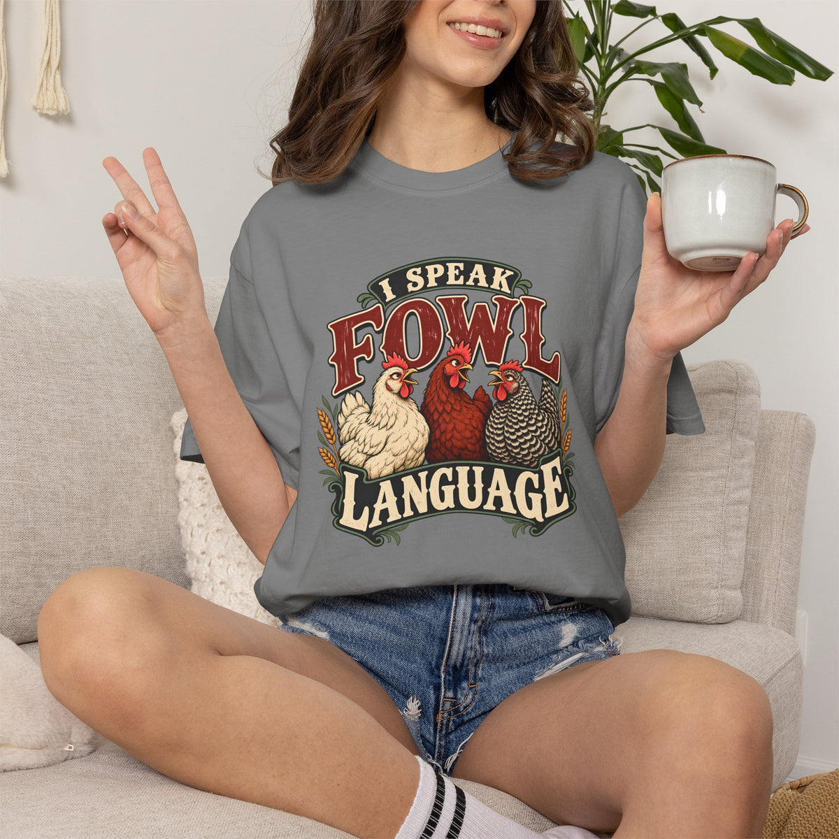 I Speak Fowl Language Graphic T-Shirt Short Sleeve Shirt