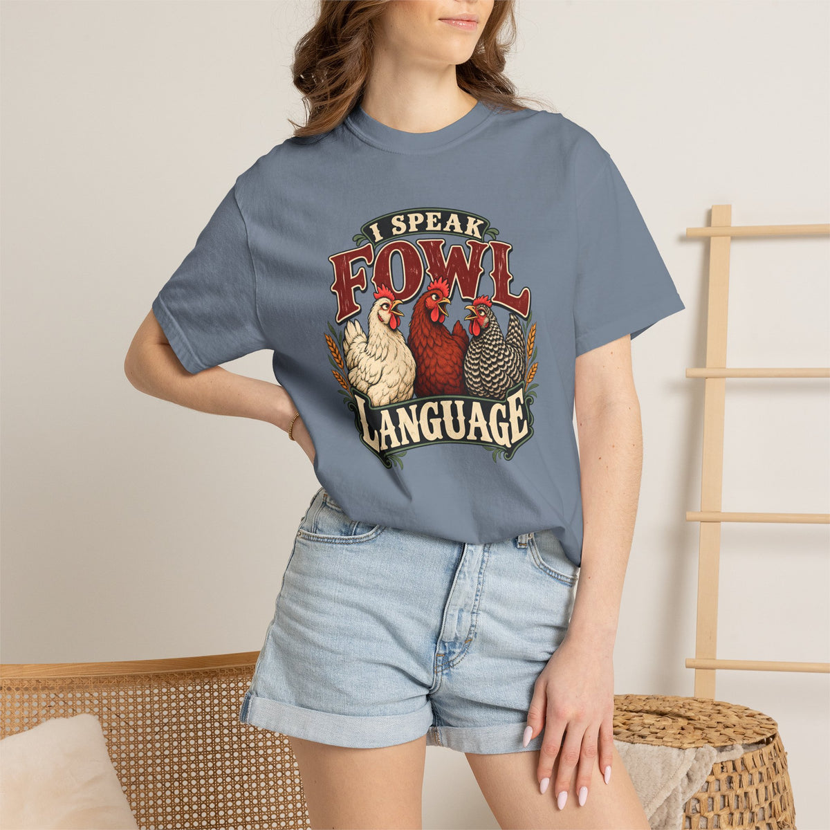 I Speak Fowl Language Graphic T-Shirt Short Sleeve Shirt