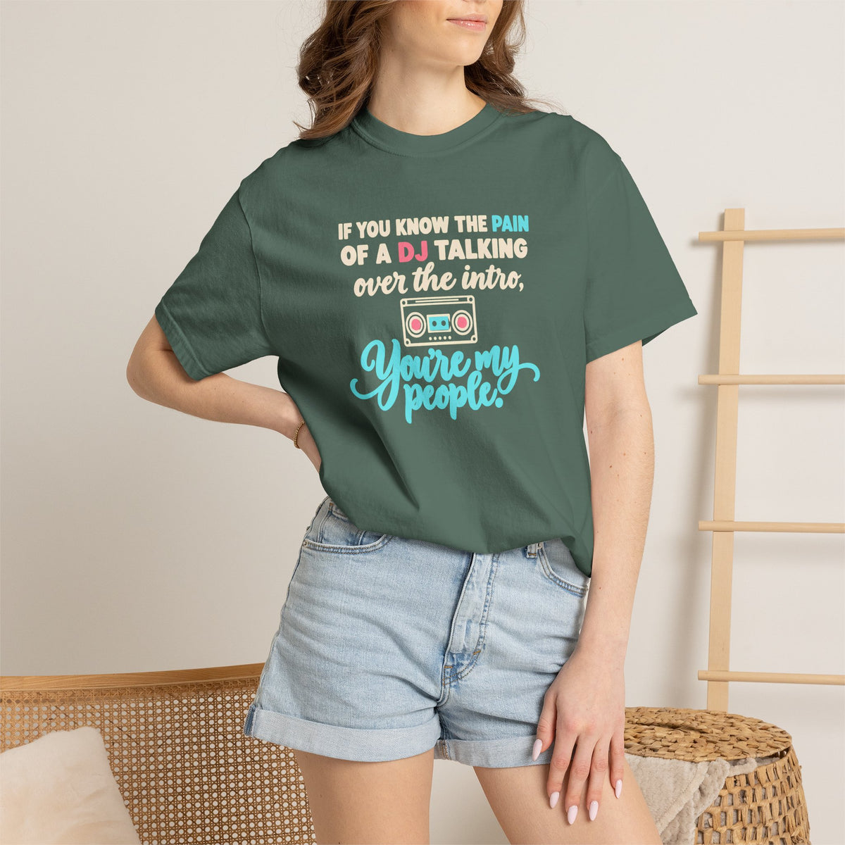 Unisex Garment-Dyed T-shirt retro mixed tape DJ