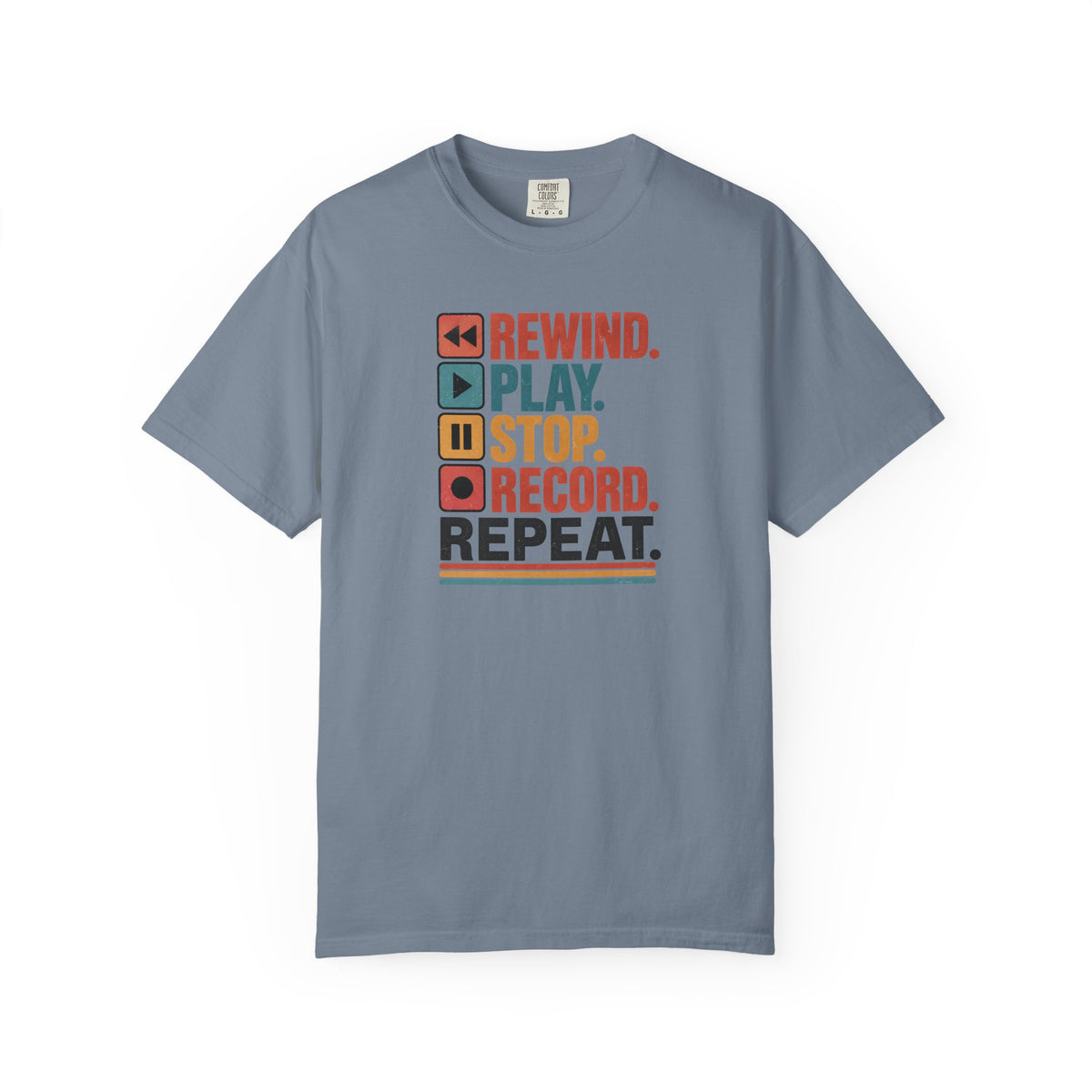 Rewind Play Stop Record Repeat Graphic Retro T-Shirt