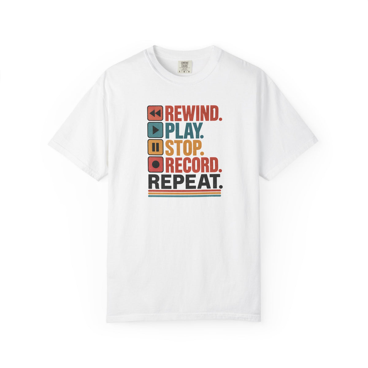 Rewind Play Stop Record Repeat Graphic Retro T-Shirt