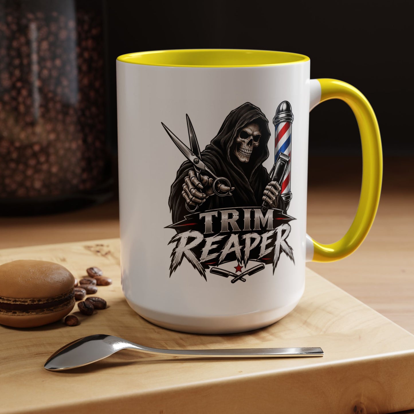 Barber 'Trim Reaper' Accent Coffee Mug – 11/15oz Gift for Barbers & Stylists