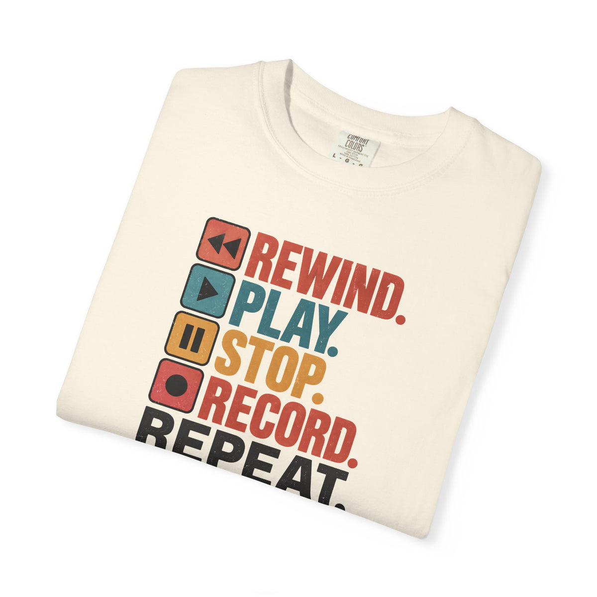 Rewind Play Stop Record Repeat Graphic Retro T-Shirt