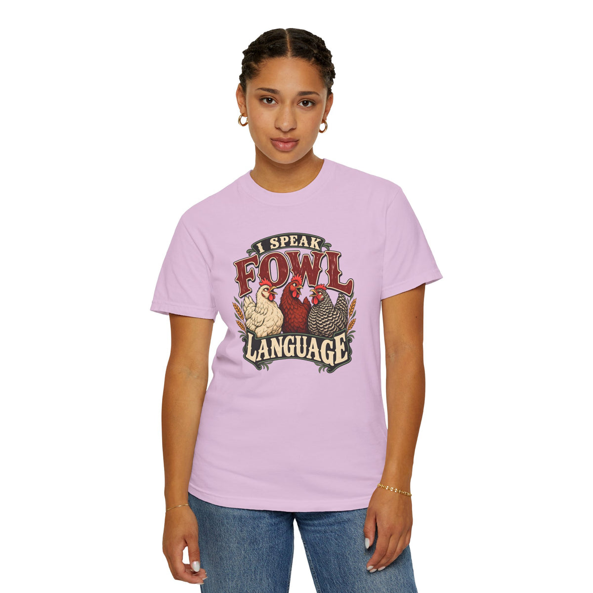 I Speak Fowl Language Graphic T-Shirt Short Sleeve Shirt
