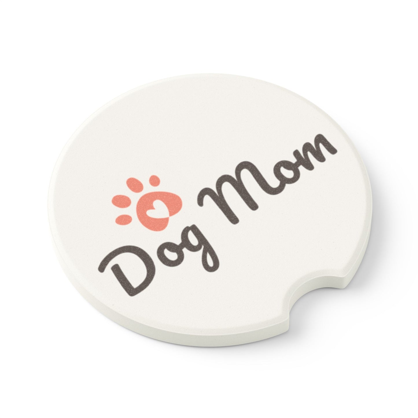 Dog Mom Soapstone Car Coaster — Paw Print Car Drink Holder Protector
