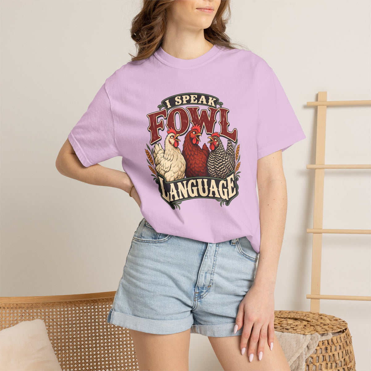 I Speak Fowl Language Graphic T-Shirt Short Sleeve Shirt