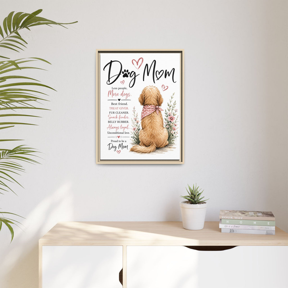 Dog Mom Matte Canvas Picture Choice of Size Frame Color