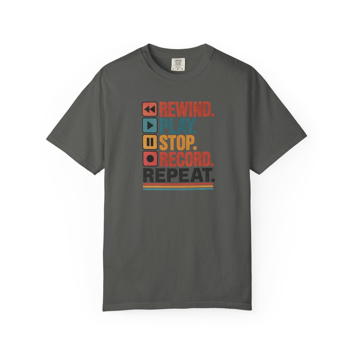 Rewind Play Stop Record Repeat Graphic Retro T-Shirt