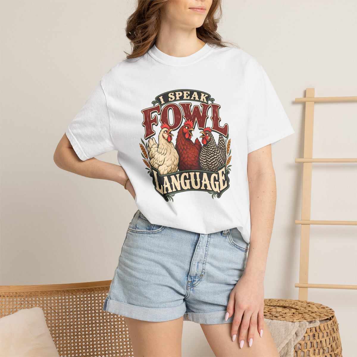 I Speak Fowl Language Graphic T-Shirt Short Sleeve Shirt