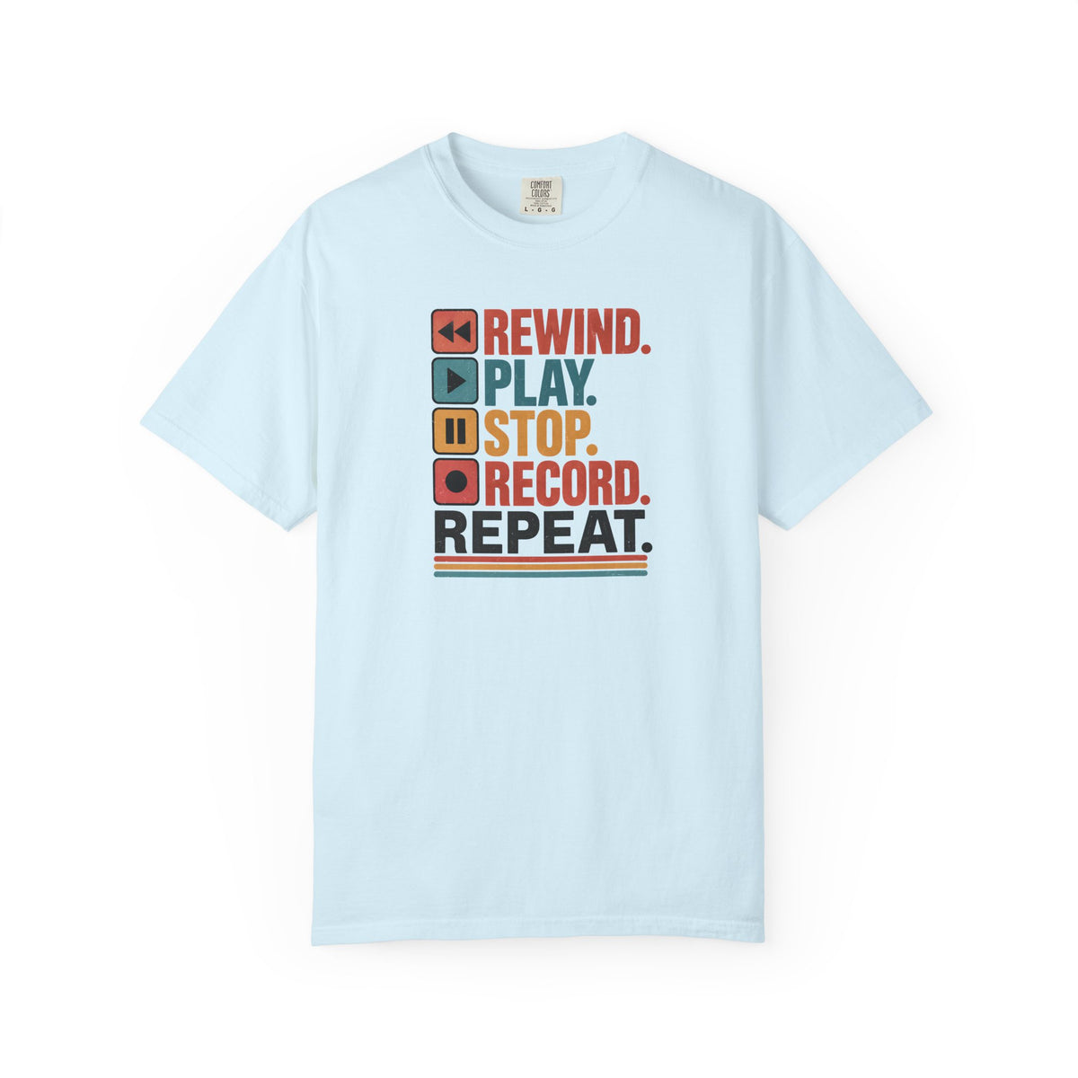 Rewind Play Stop Record Repeat Graphic Retro T-Shirt