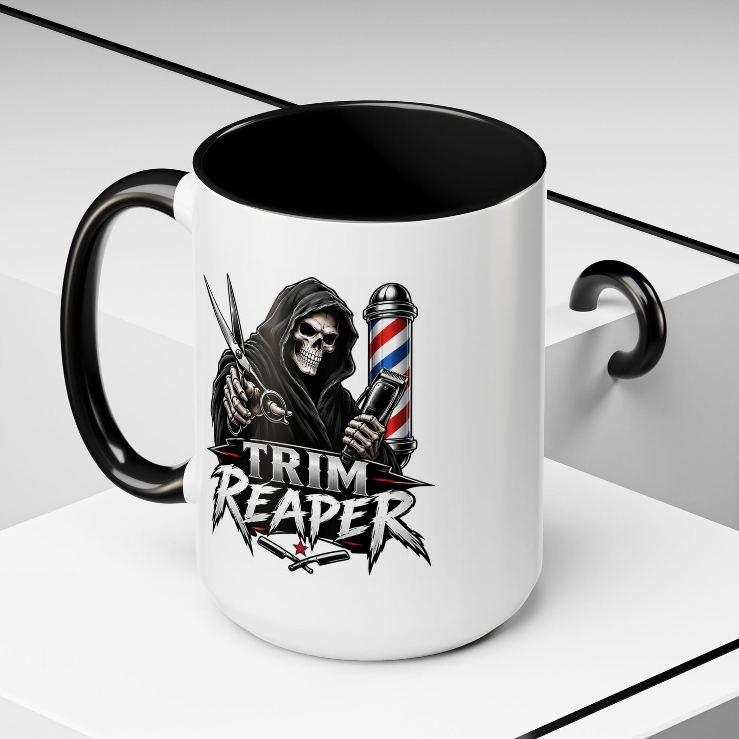 Barber 'Trim Reaper' Accent Coffee Mug – 11/15oz Gift for Barbers & Stylists