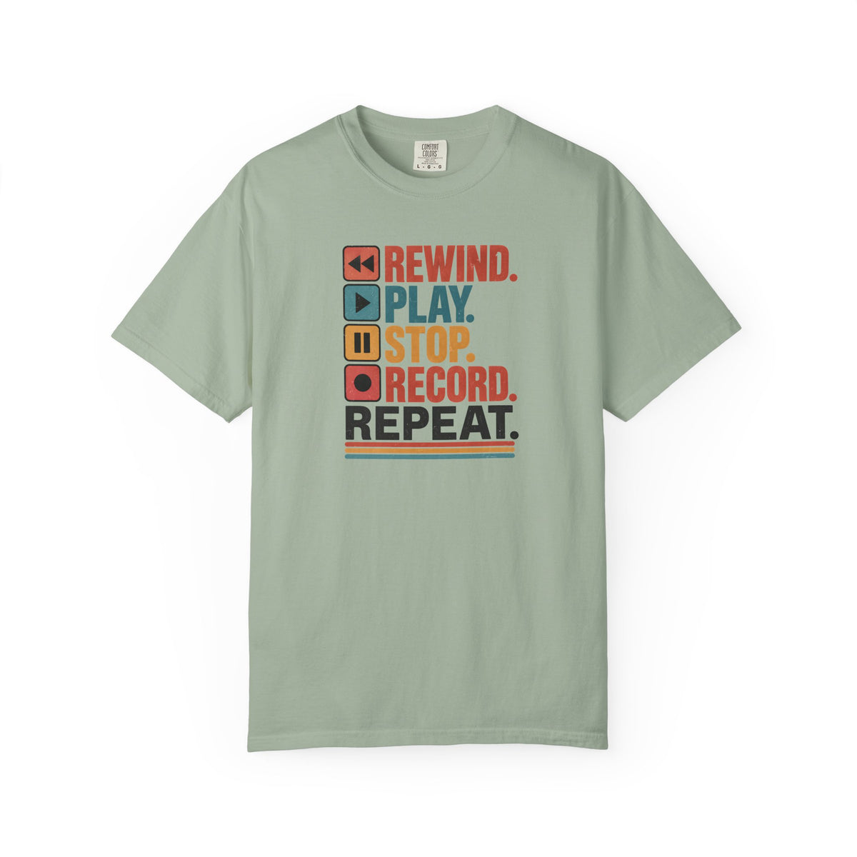 Rewind Play Stop Record Repeat Graphic Retro T-Shirt