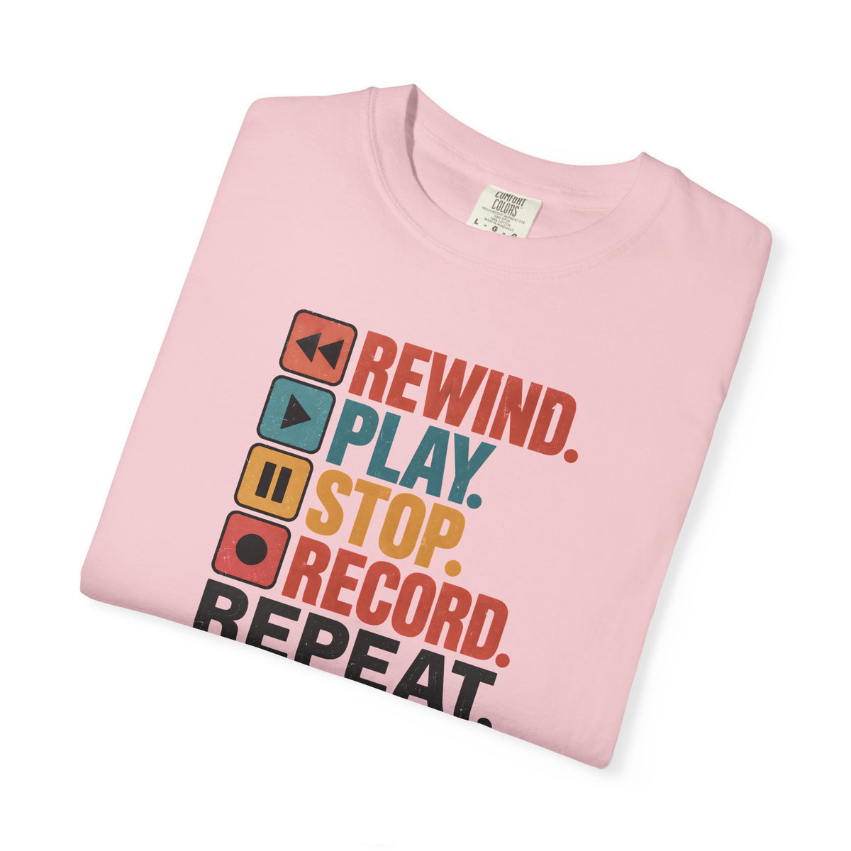 Rewind Play Stop Record Repeat Graphic Retro T-Shirt