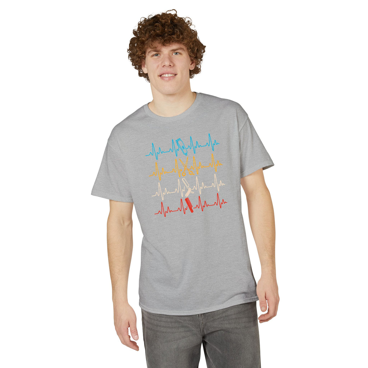 Colorful Heartbeat Barber Stylist Tools Scissors fun Tee T-Shirt