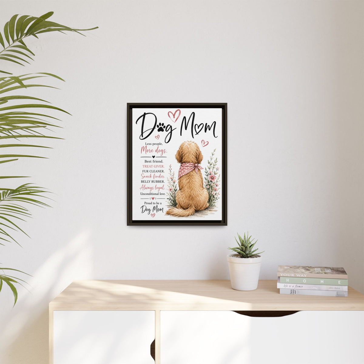 Dog Mom Matte Canvas Picture Choice of Size Frame Color