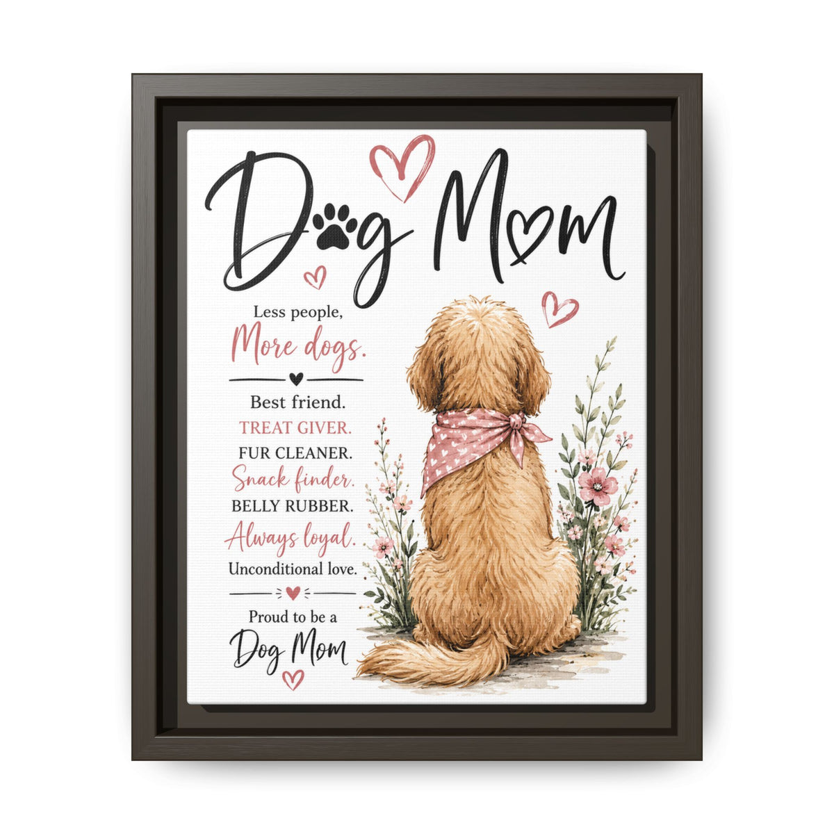Dog Mom Matte Canvas Picture Choice of Size Frame Color