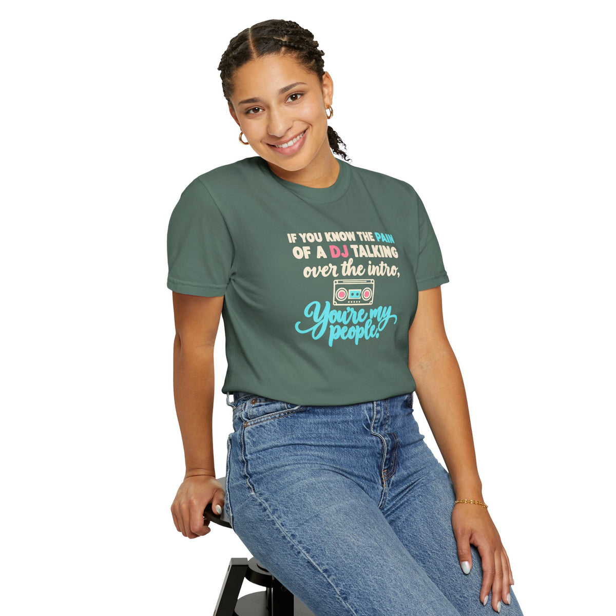 Unisex Garment-Dyed T-shirt retro mixed tape DJ