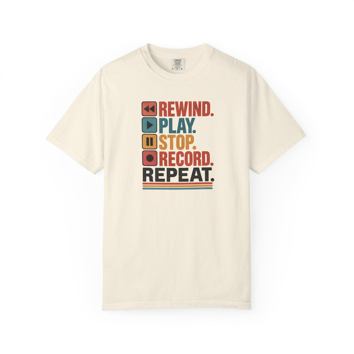 Rewind Play Stop Record Repeat Graphic Retro T-Shirt