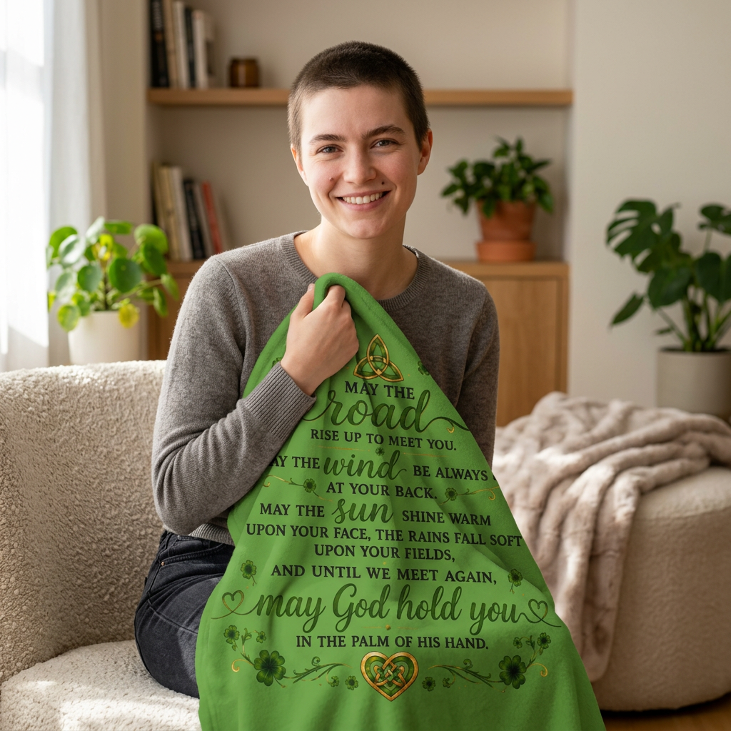 Irish Blessing Sherpa Fleece Blanket – May the Road Rise 50x60