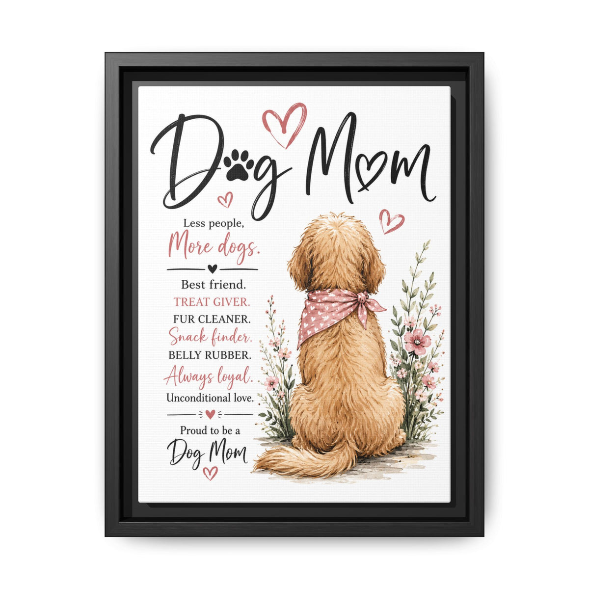 Dog Mom Matte Canvas Picture Choice of Size Frame Color
