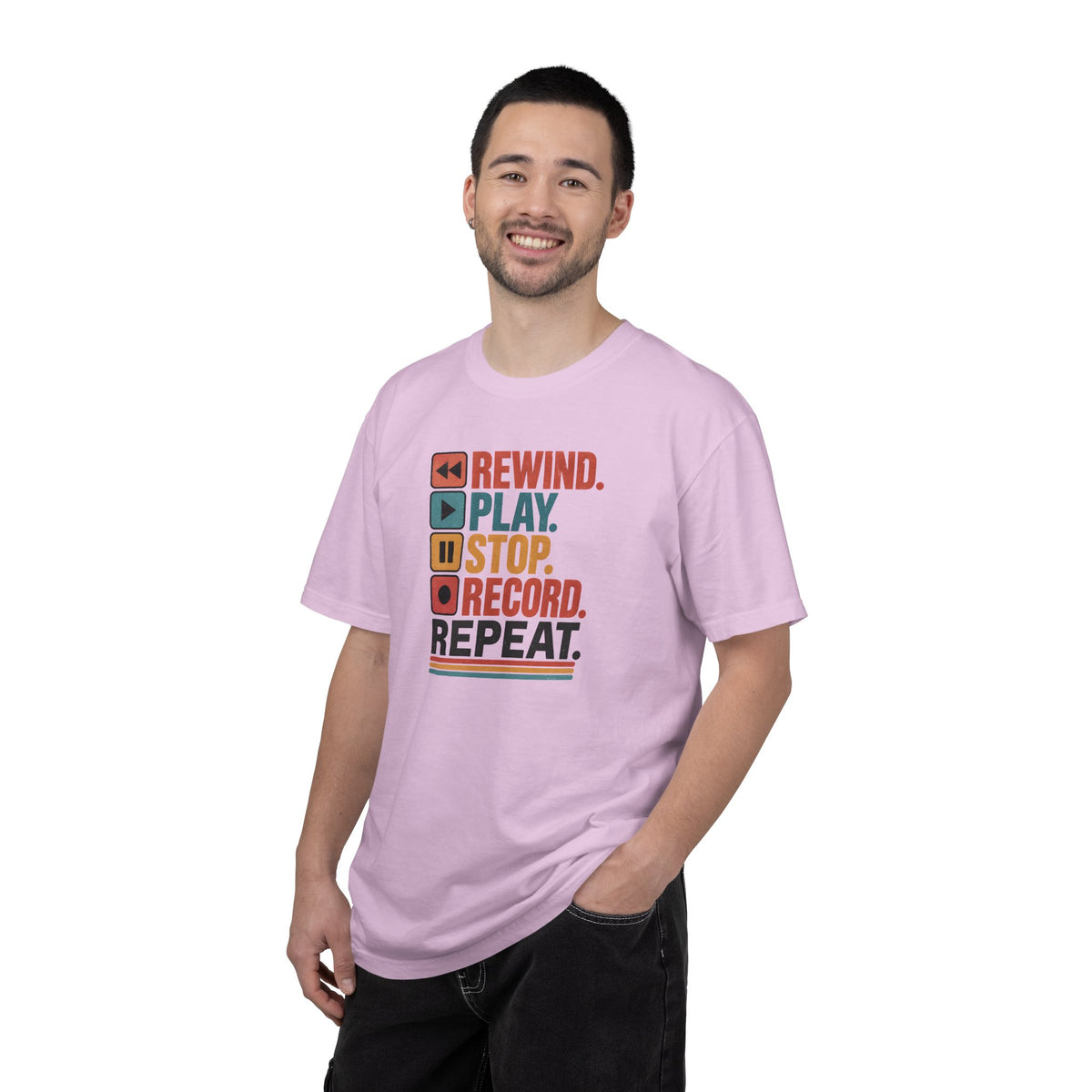 Rewind Play Stop Record Repeat Graphic Retro T-Shirt